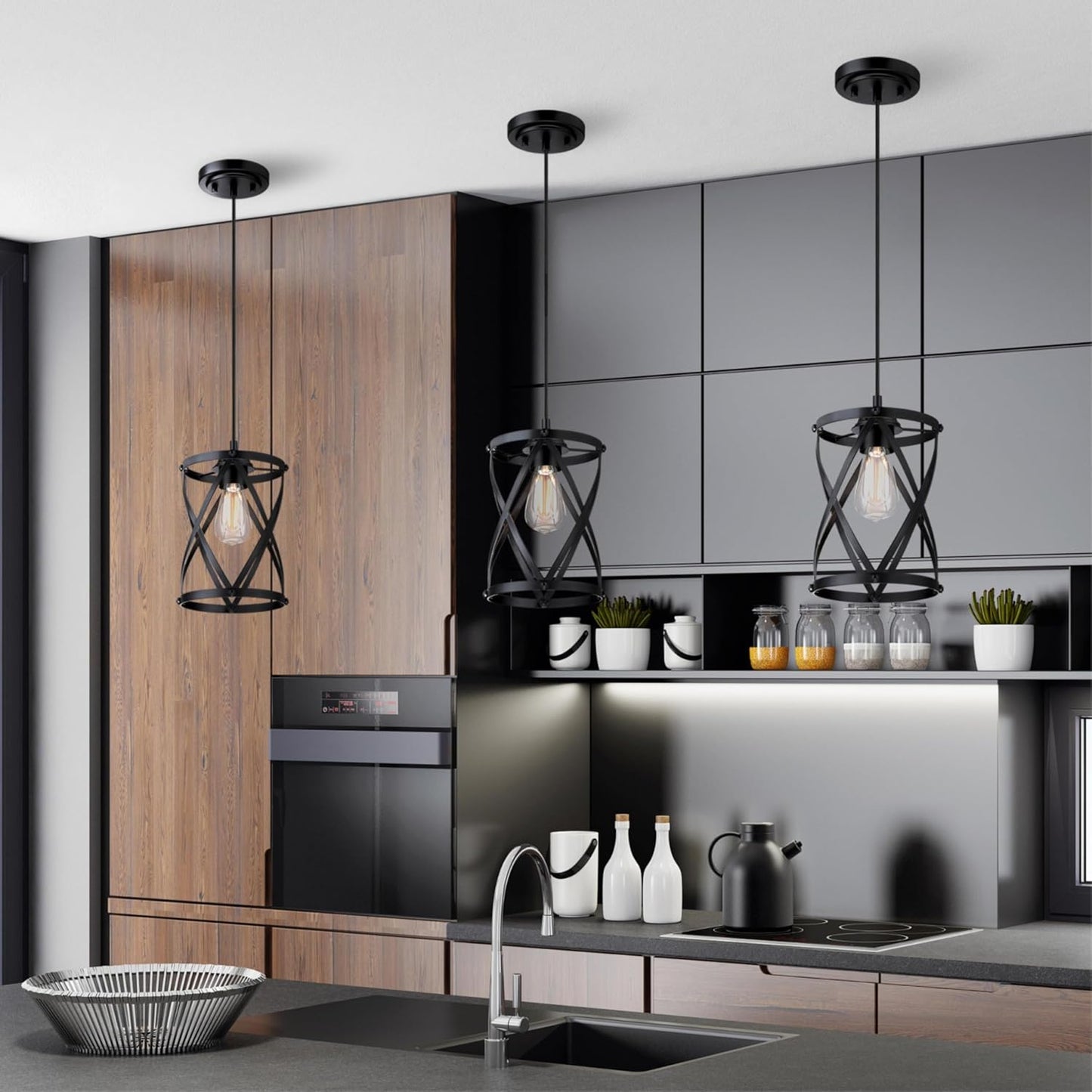 Westinghouse 6132500 Isadora Traditional One Light Indoor Mini Pendant, Matte Black Finish
