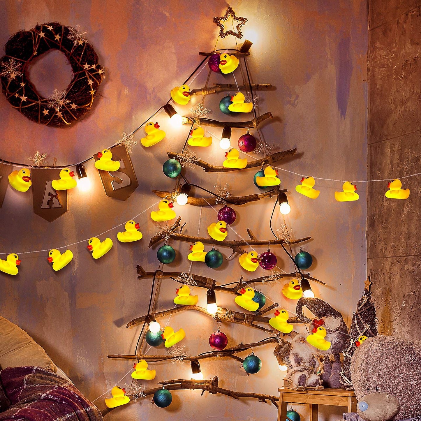 Acelist 20-Light Led String Lights - Yellow Duckling - Squeaky Decorative Lights For Kids Room, Holiday, Party, Garden, Dorm