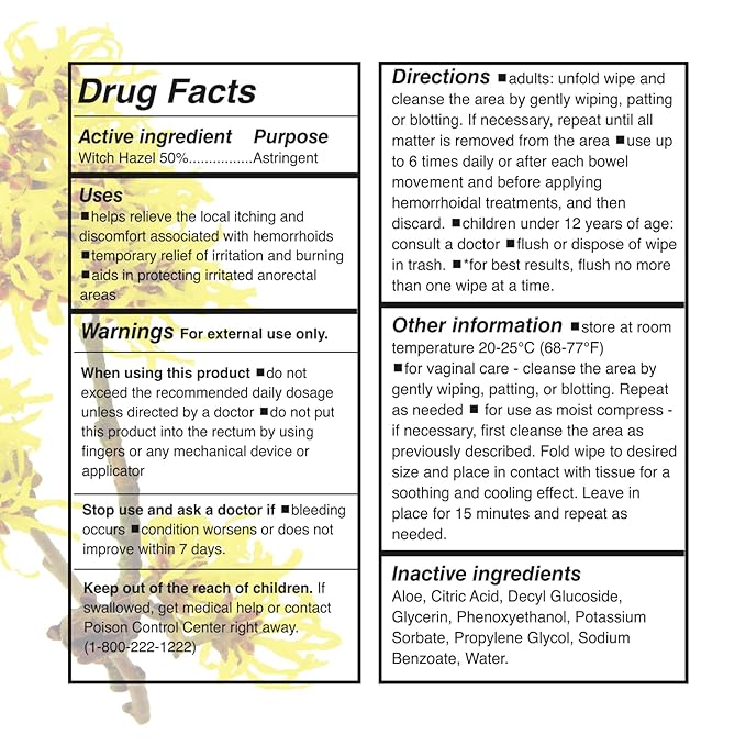 BIOPURE Witch Hazel Wipes - Astringent Hemorrhoid Wipes with Aloe Vera - Gentle and Soothing Witch Hazel Wipes Flushable - Contains 288 Medicated Wipes