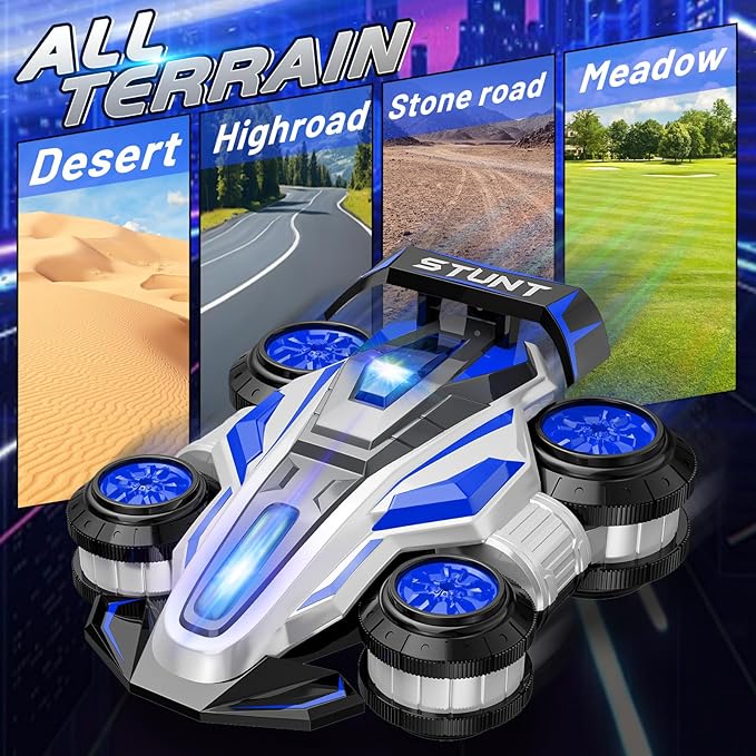 High Speed Drift Remote Control Stunt Deformation Car, Birthday Gifts, for Boys and Girls 4-16 Years Old (Blue)