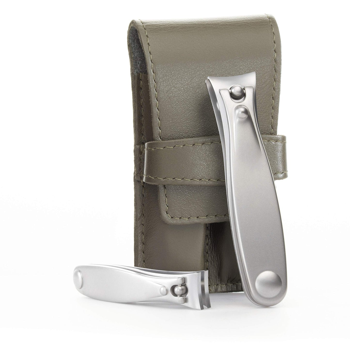 GERMANIKURE Nail Clippers Set in Green Leather Case - Ethically Made in Solingen Germany, FINOX Stainless Steel Tools - Professi