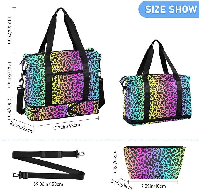 Women's Weekender Duffle Bag for Travel and Gym with Toiletry and Shoes Compartment
