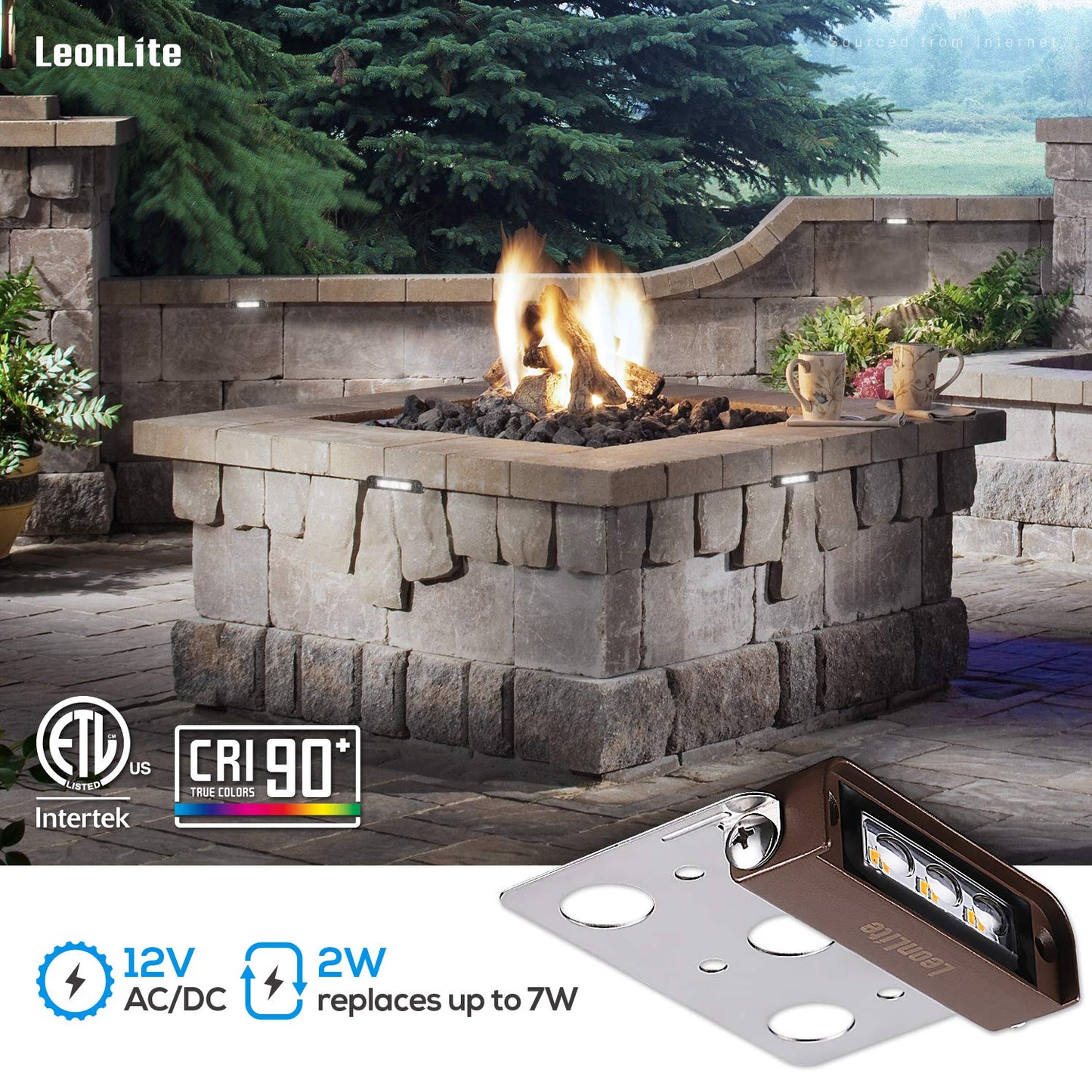 Leonlite 4 Inch Led Retaining Wall Lights, Daylight, Aluminum, Model 51795, Low Voltage Hardscape Lighting, Pack Of 4