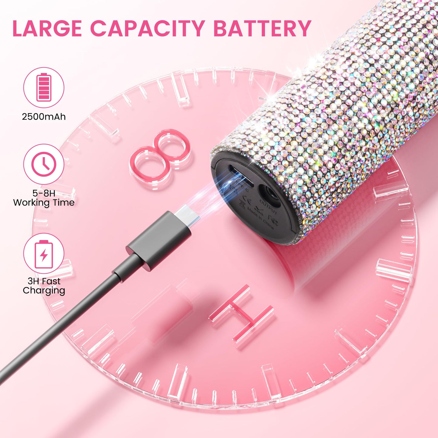 Lavinda Diamond Electric Nail Drill, Professional Rechargeable 35000RPM Electric Nail File Cordless Portable Nail Drill with Cor