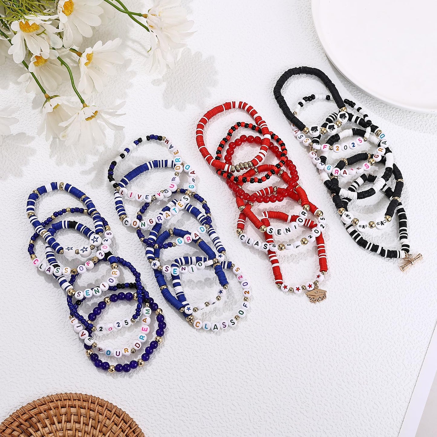 Taouzi Graduation Bracelets 2025 Bulk High School Graduation Gifts for Her Class Of 2025 Gifts Congrats Grad Party Decorations 2