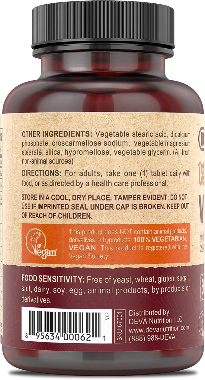 DEVA Vegan Vitamin C, 500 MG with Elderberry, Echinacea, Zinc & More, Vegan & No Animal Ingredients, 90 Tablets, 1-Pack