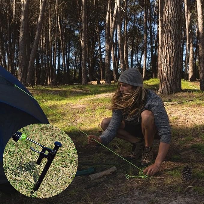 12 Pack Tent Stakes Heavy Duty Metal Tent Pegs for Camping Steel Tent Stakes 16 inch Unbreakable and Inflexible
