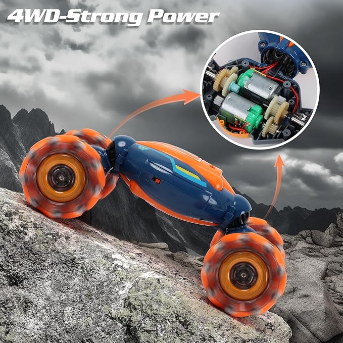 Gesture Sensing RC Stunt Car - Boys Girls Toys Age 6-8-12, 4WD Hand Controlled Remote Control Twist Car with Light & Music,Cool Birthday presents and Ideas Gifts for Kids Age 6 7 8 9 10 11 12 YearsOld