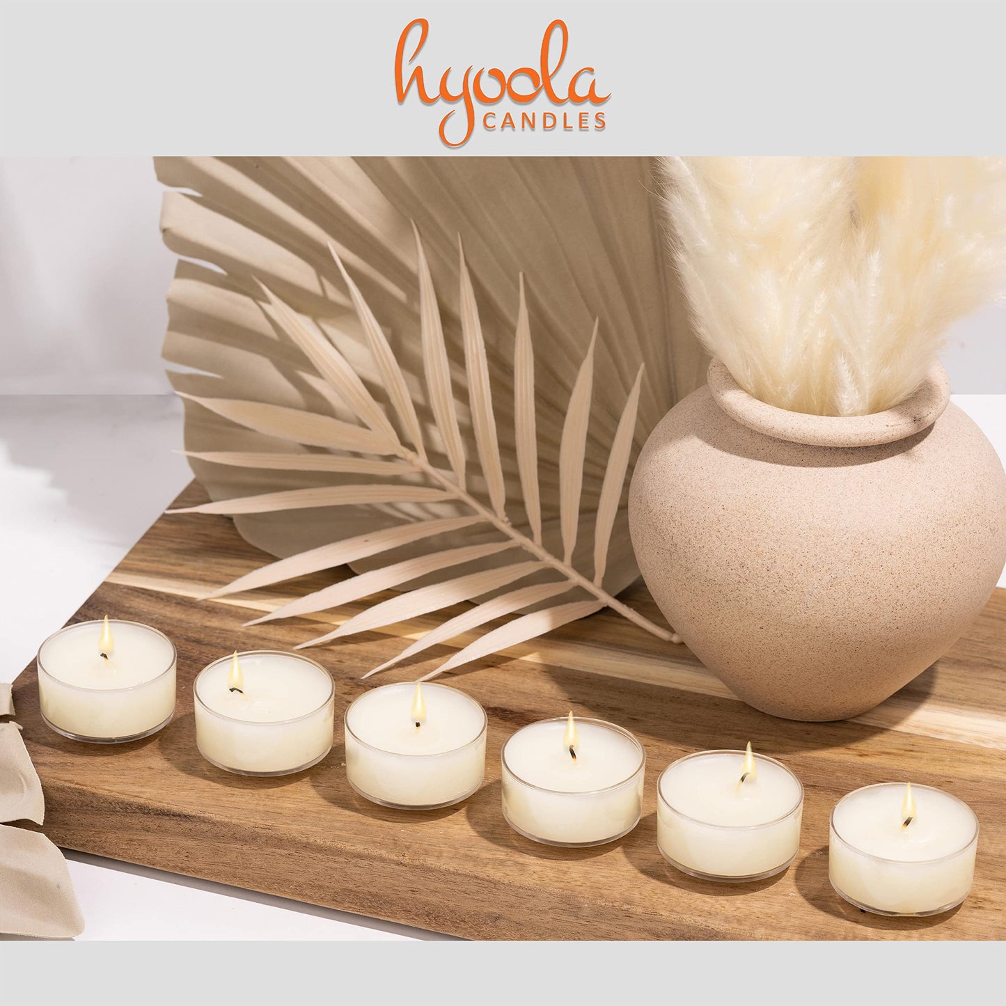 Hyoola Scented Tealight Candles - Vanilla Cream - 6 Hour Burn Time - 15 Pack - Model H10201 - Clear Cup