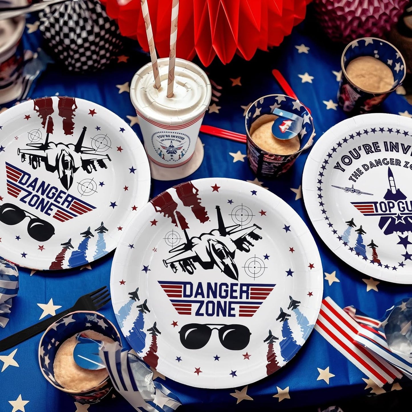 Fighter Pilot Party Decorations Set - Fun Fighter Pilot Party Plates, Napkins, and Forks for an Exciting Celebration - Disposable Fighter Jet Party Supplies for Birthdays and Events