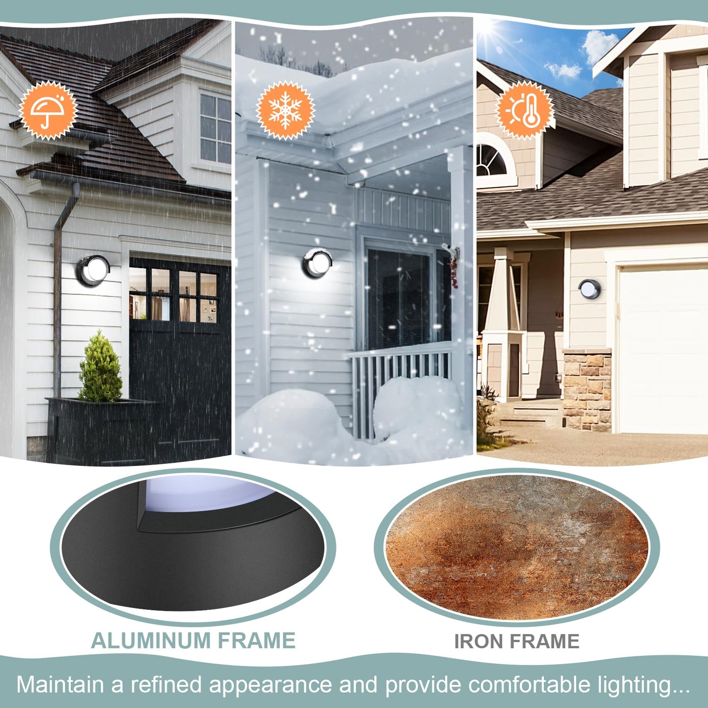 Biritalo Led Porch Lights Outdoor 12W 6500K Modern Wall Lighting Double-Layer Cover Aluminum Exterior Light Fixture Ip65 Waterproof For Stairway Garage Patio Bedroom