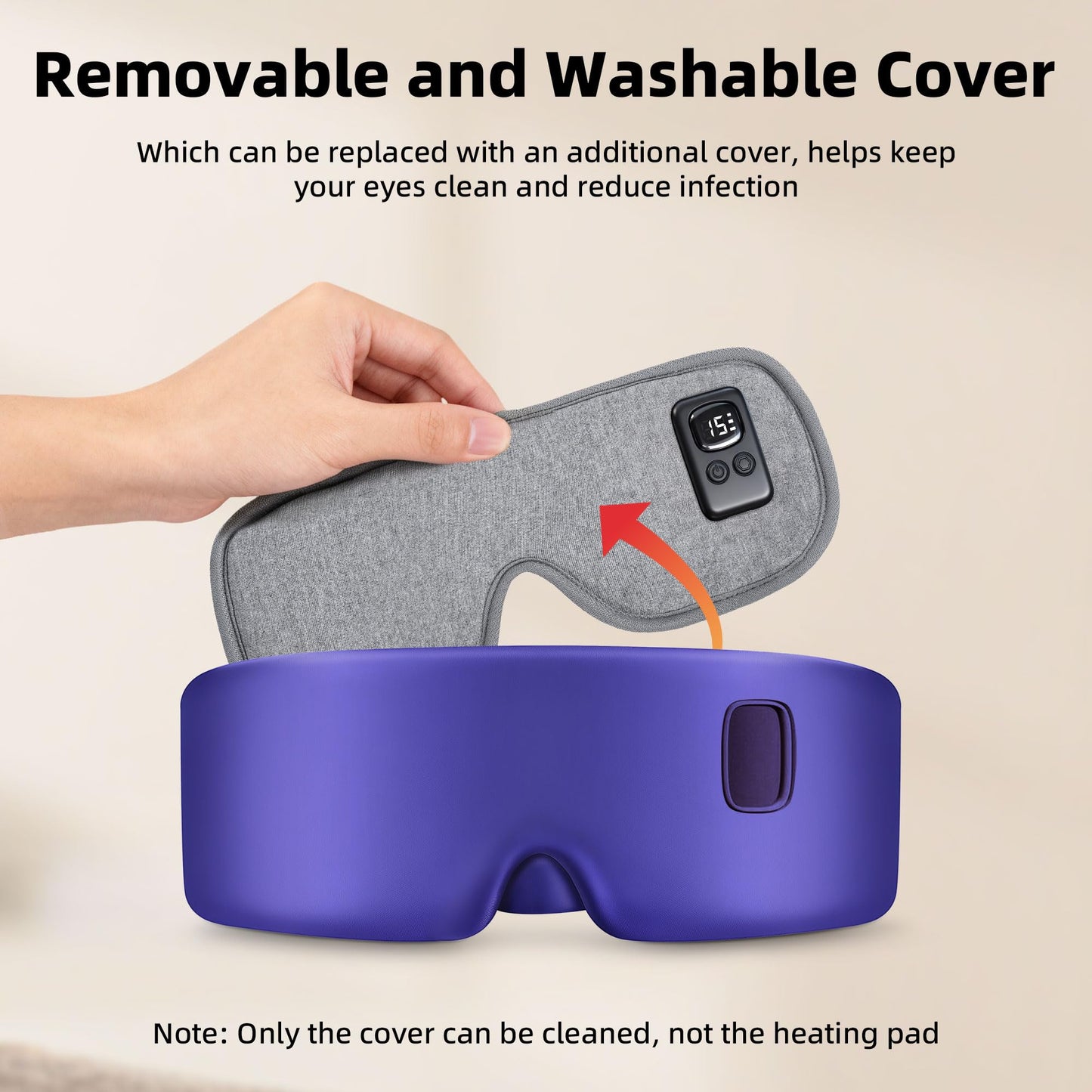 Heated Eye Mask for Dry Eyes, Cordless Warm Eye Compress 120-Min Battery, Eye Strain Relief, Washable Silk Travel Eye Mask with Extra Cover for Better Sleep (Pink & Purple)