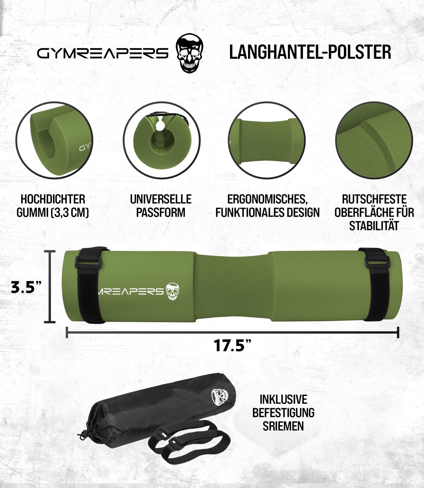 Gymreapers Barbell Squat Pad - Protective Bridge Pad For Hip Thrust, Squats, Lunges - Hip Support, Neck Protection For Bar (Green)