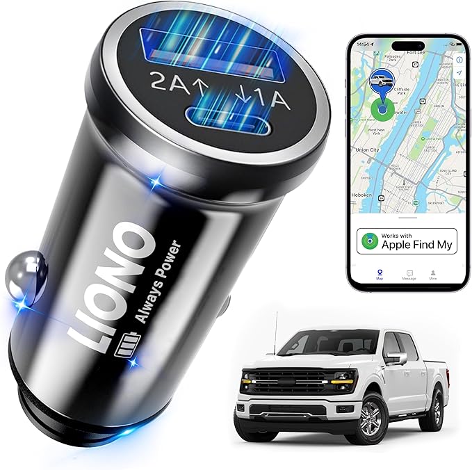 LIONO Car GPS Tracker & Charger with Built-in Rechargeable Battery, GPS Tracker for Vehicles, Hidden Car Tracker for Anti-...