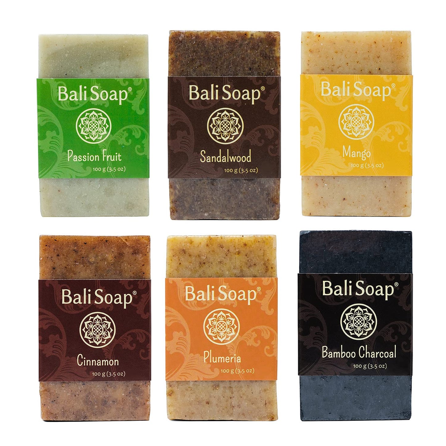 Bali Soap Orange Collection - 6pc Variety Pack Natural Cold Process Bars - Exfoliating Cleanser for Face, Hand, Body - Plant-Bas