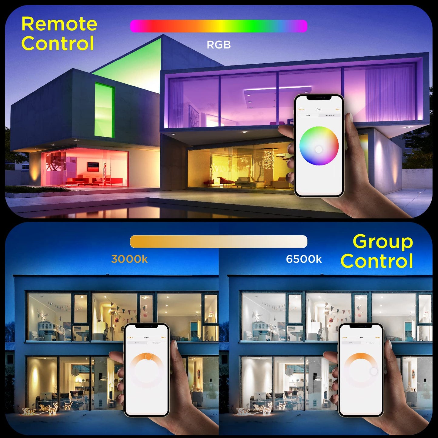 Taloya Smart Led Flush Mount Ceiling Light, 12 Dimmable 3000-6500K, White, Rgb Color Changing, Homekit/Siri Compatible, Model G2 300