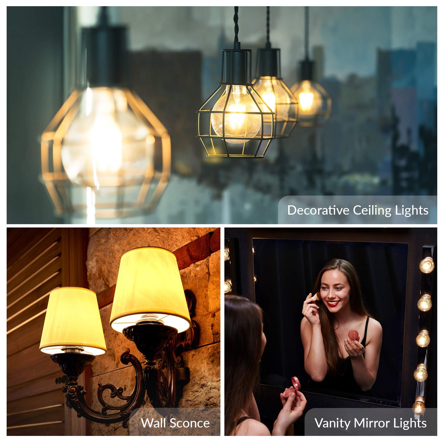 Simba Lighting G16.5 Round Bulb, 25W E12 Candelabra, Clear Glass, 10 Pack, 2700K Warm White, Ideal For Chandeliers & Decorative Lights