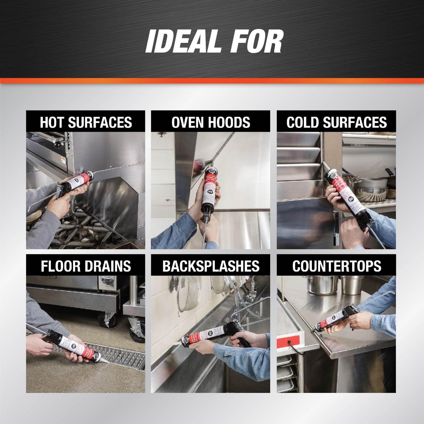 DAP Commercial Kitchen 100% Silicone Sealant, Stainless Steel, 9.8 Oz (7079808660)