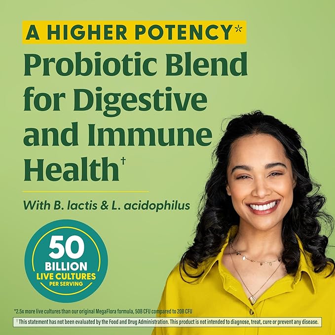 MegaFood MegaFlora Probiotic Plus - Probiotics for Women Digestive Health- Probiotics for Men - 50 Billion CFUs & 14 Strains - Immune Support Supplement - Vegetarian - 60 Capsules, 60 Servings