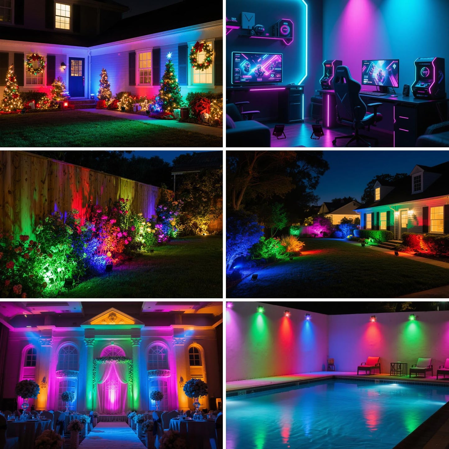 T-SUN LED Flood Light, 10W RGB Color Changing, Waterproof, Remote Control, 5 Pack, Model TS-F41