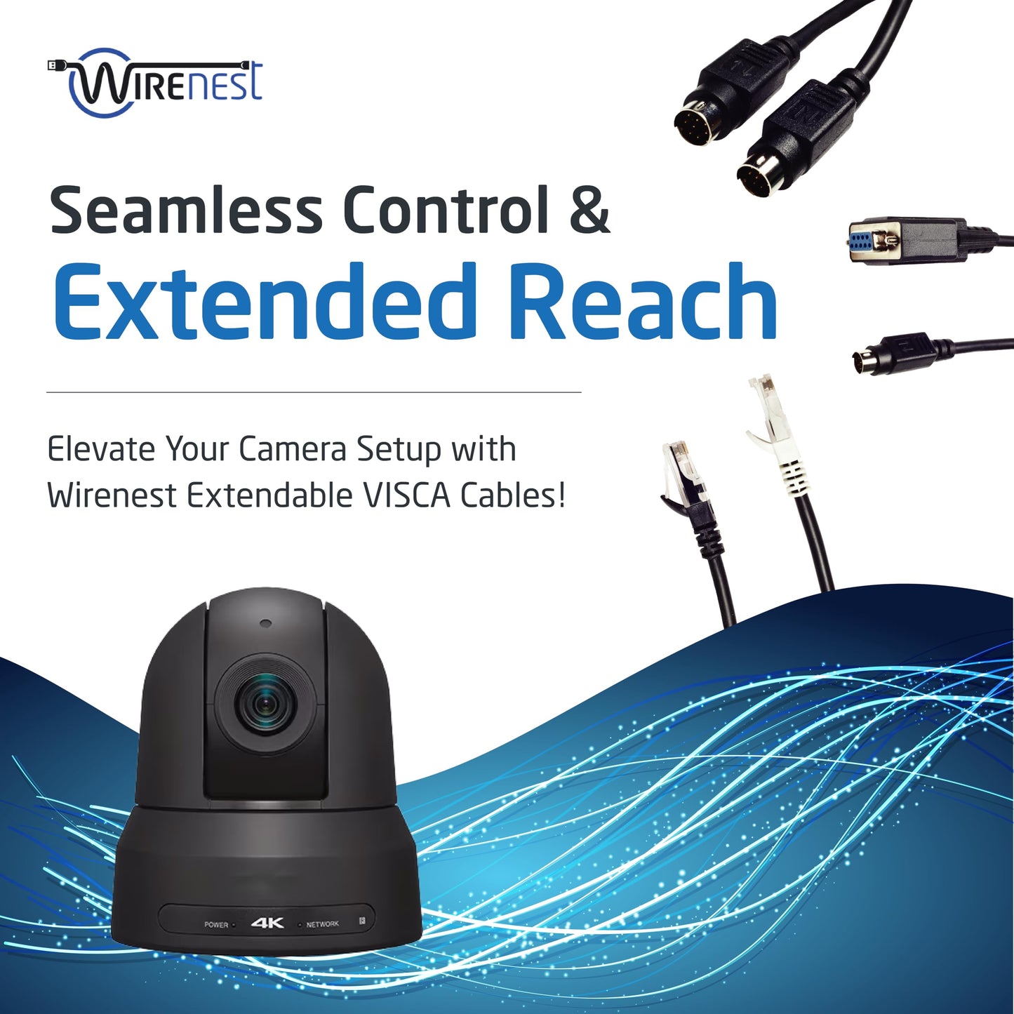 Wirenest 12Ft Visca Ptz Camera Control Cable For Sony Evi/Brc/Srg Series Rs232 8 Pin Mini Din To Db9F Serial