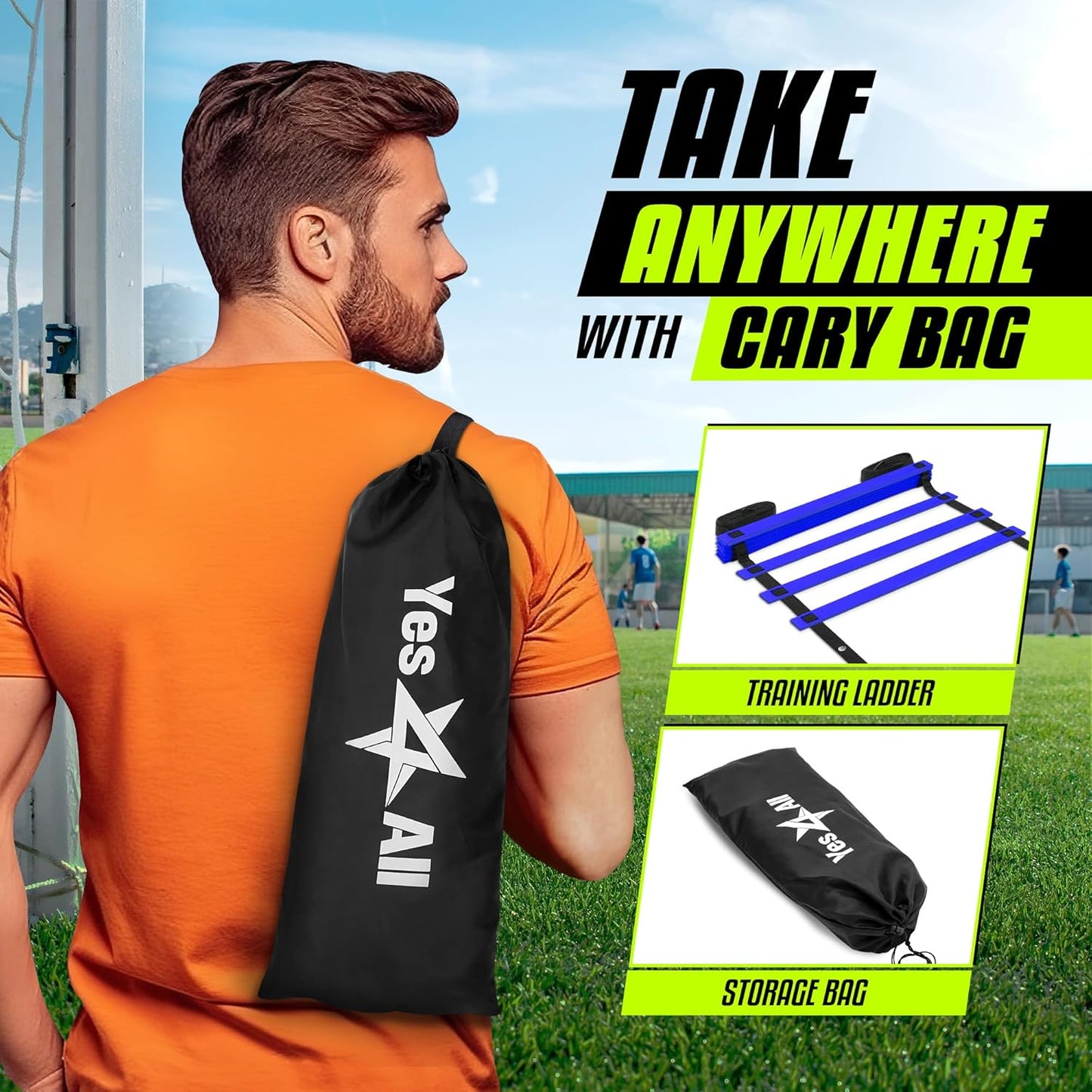 Yes4All Agility Ladder Speed Training Equipment, Adjustable Football Ladder for All Ages with Carry Bag, Durable, Portable, Multiple Colors & Rungs