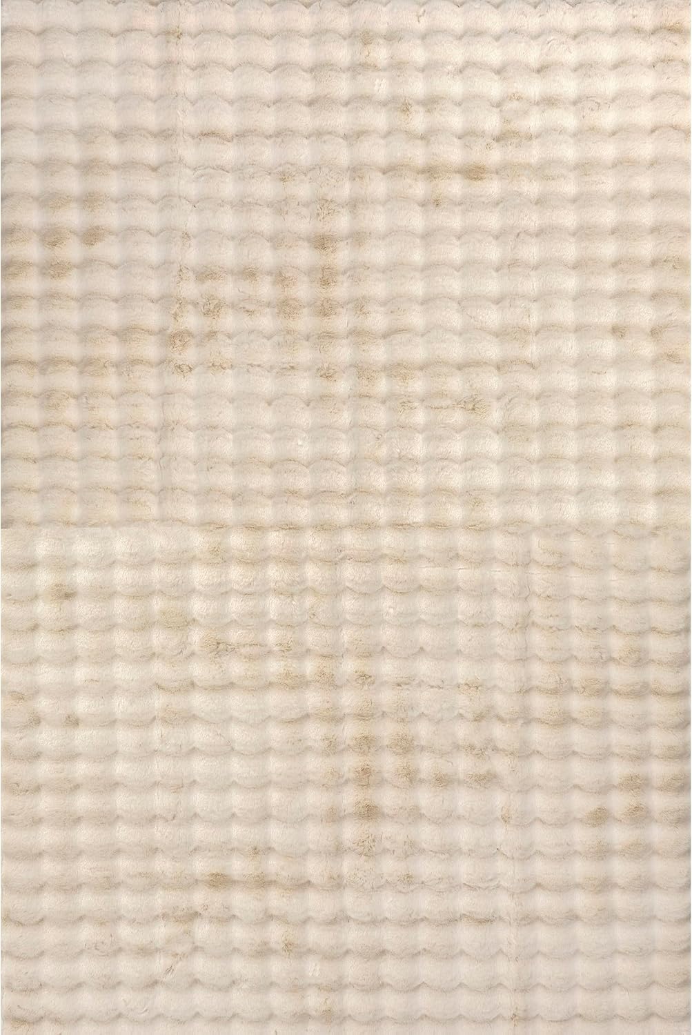 nuLOOM Jeni Solid Faux Rabbit Machine Washable Area Rug, Round 5, Beige