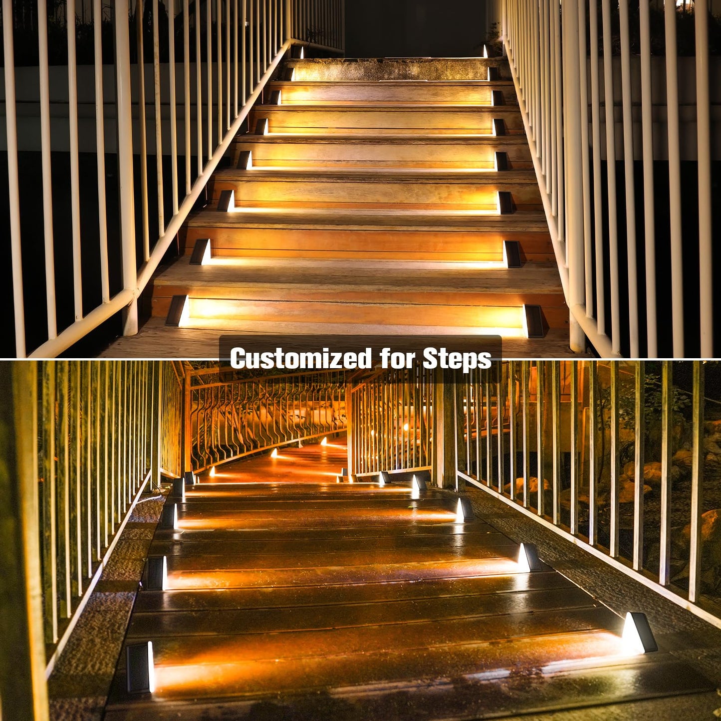 VOLISUN Solar Step Lights for Outside, Solar Stair Lights Outdoor Waterproof IP67, LED Outdoor Step Light, 80 Lumen, Deck Light for Outside, Front Porch and Patio(Black,6 Pack)