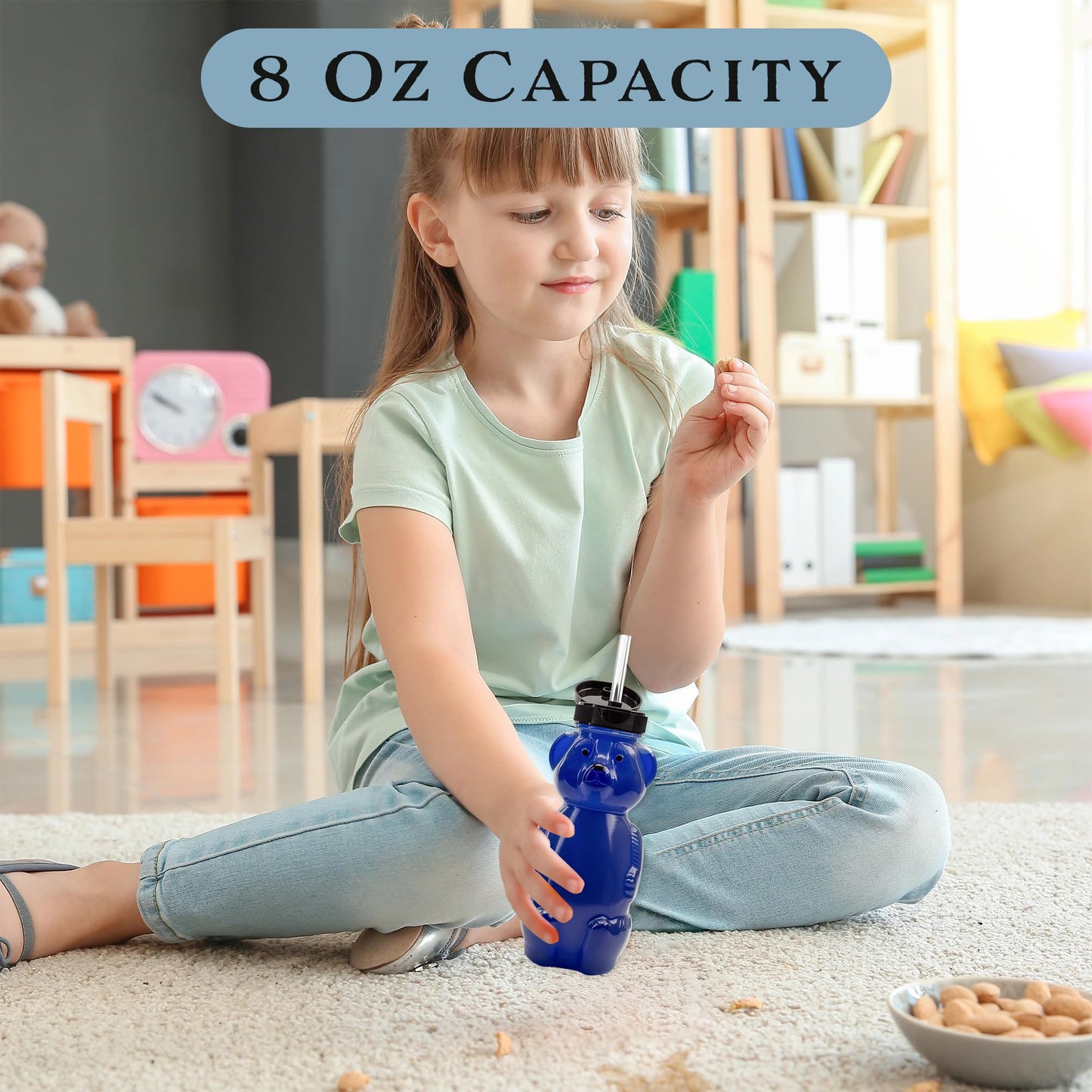 Cornucopia Brands Honey Bear Straw Cups (3-Pack); 8-Ounce Therapy Sippy Bottles w/Flexible Straws