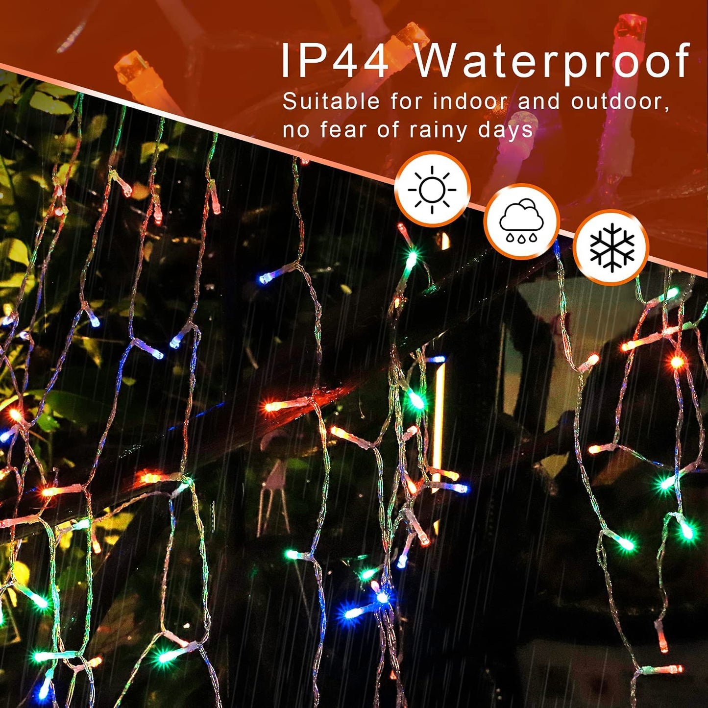 FUNIAO Christmas Decoration Lights, 320 LED Waterproof String Lights, Multicolor, Iron Star Topper, Model YLS1000WD01