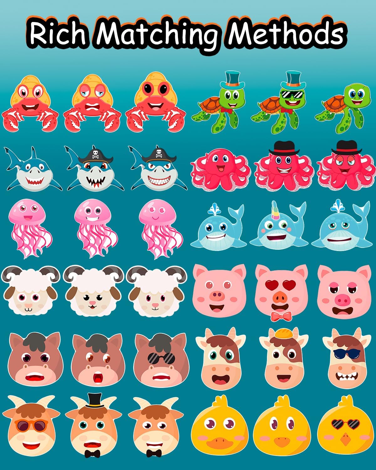 36 Sheets Stickers for Kids Toddlers Party Favors, Mixed Animals Make a Face Stickers Goody Bag Stuffers, Crafts for Kids Activities Classroom Supplies School Teacher Must Haves