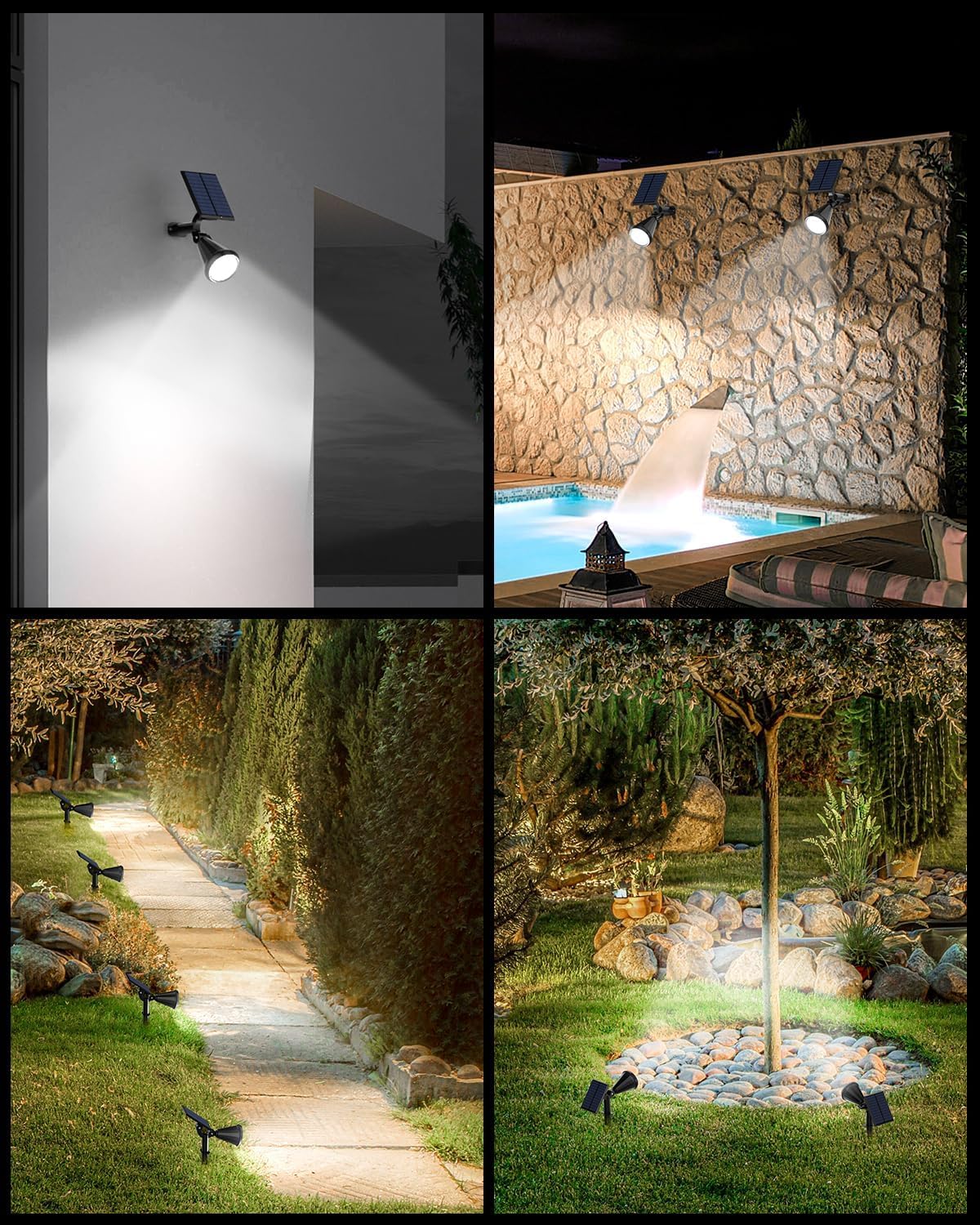 Fratink Solar Spot Lights Outdoor  10 Pack Outdoor Solar Lights For Yard  4 Lighting Mode Solar Landscape Spotlights With Auto On/Off  2-In-1 Waterproof Wall Lights For Garden  Walkway (Cool White)