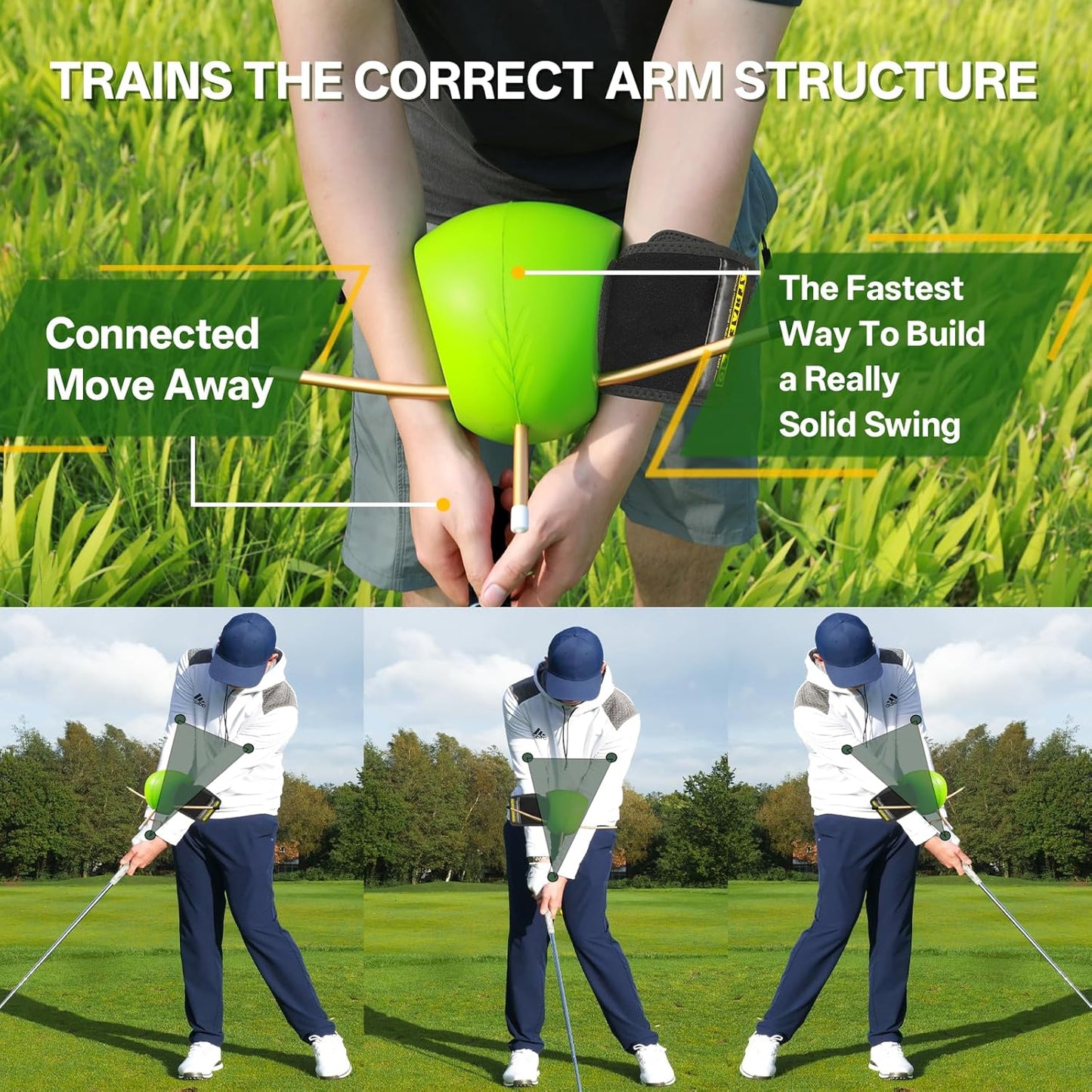 The Connector Golf Training Aid in Improving Hand Positioning, Smart Ball Golf Training Aid for Posture Correction Practice. Golf Swing Trainers are Suitable for Golfers at All Levels, (with Velcro)