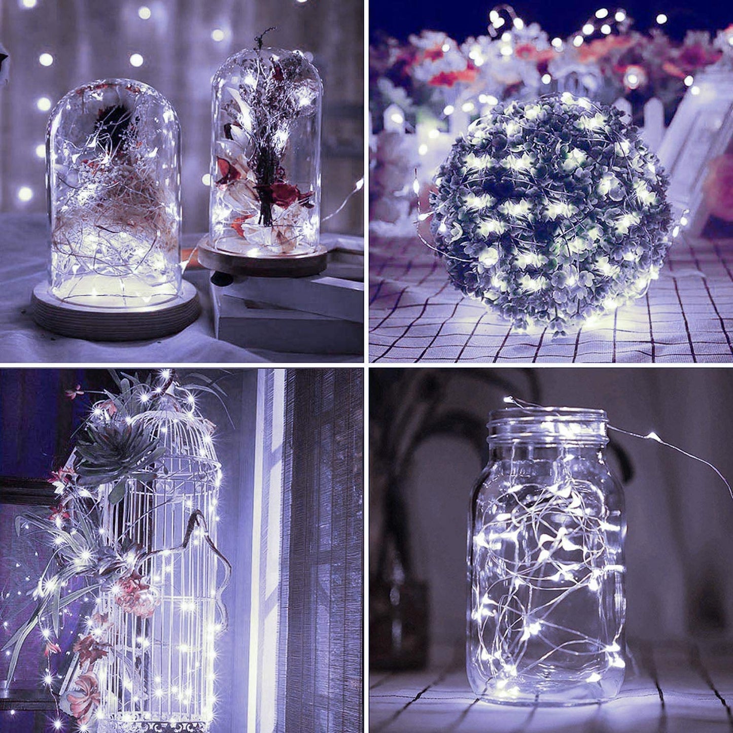 DAYLIGHTIR 100 LED Solar Powered Copper Wire String Lights, Waterproof, 8 Modes, Outdoor Fairy Lights, White