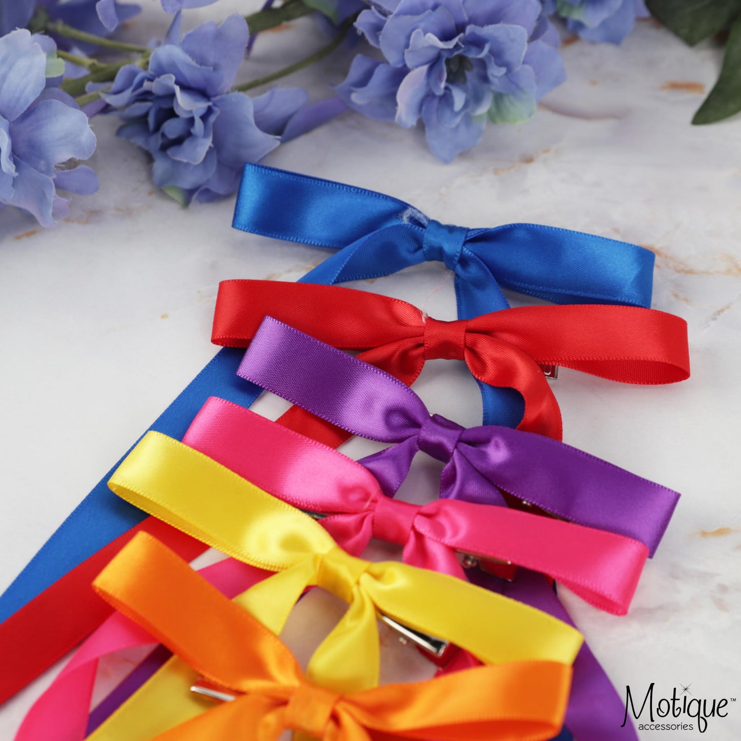 2PCS Silky Satin Hair Bows Hair Clip Ribbon Accessories Ponytail Holder Hair Bow for Women Girls Teens (Hot Pink)