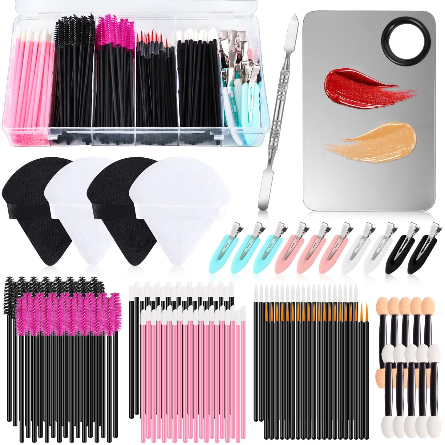 Disposable Makeup Applicators Tools Kit, 100 Mascara Wands 100 Lipstick Applicators 50 Disposable Eyeliner Brushes 10 Eye Shadow