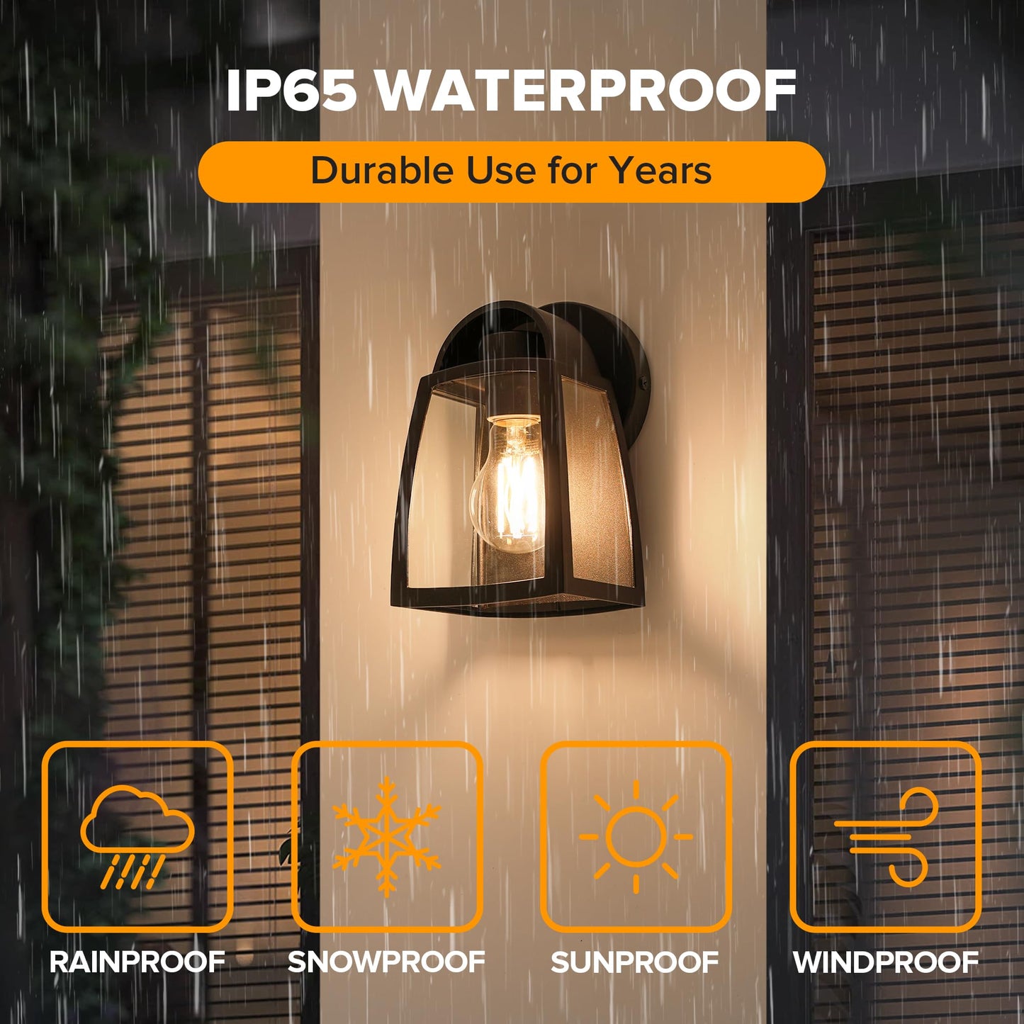 Lutec Outdoor Wall Light Fixtures  Exterior Waterproof Wall Lantern With Clear Glass Shade  Aluminum Modern Matte Black Porch Sconce Outdoor Lighting For Garage Entryway Yard