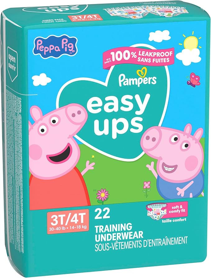 Pampers Training Pants - Easy Ups Girls & Boys - Size 3T-4T, 22 Count, Peppa Pig Underwear (Packaging May Vary)