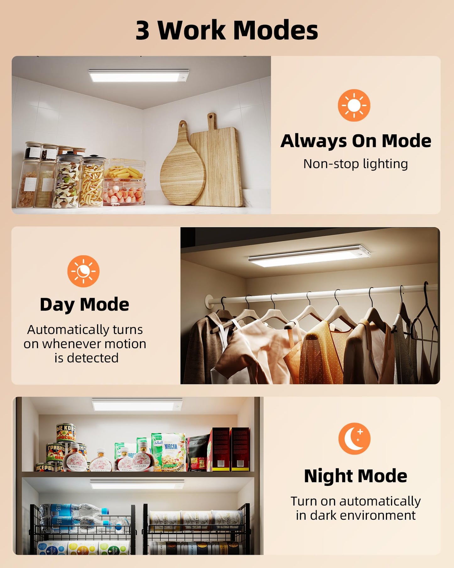 Ezvalo 3000Mah Under Cabinet Lighting Wireless  150Lm Super Bright Motion Sensor Light  Rechargeable Under Counter Lights For Kitchen  Dimmable Closet Light With 3-Inch Ultra-Wide Panel 2Pack