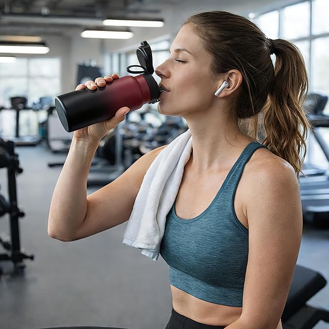 Fanhaw 40 Oz Insulated Stainless Steel Water Bottle with Chug Lid – Wide Mouth, Leak-Proof, BPA-Free – Ideal for Kids, Adults, Sports, Gym, and Outdoor Use (Red)