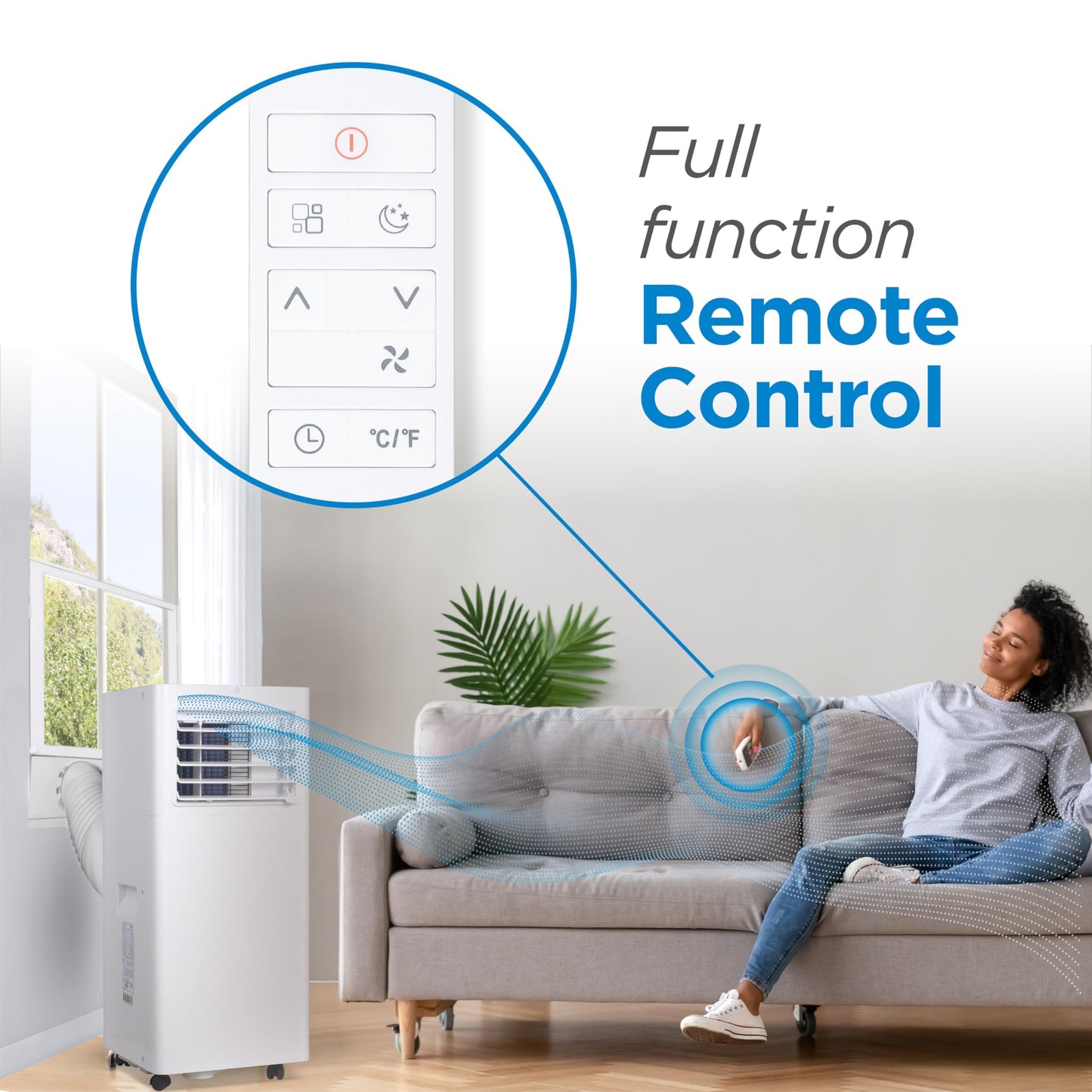 BLACK+DECKER Portable Air Conditioner 8,500 BTU for Rooms Up to 350 Sq. Ft., White, Model BPACT05SM, Full Function Remote Control