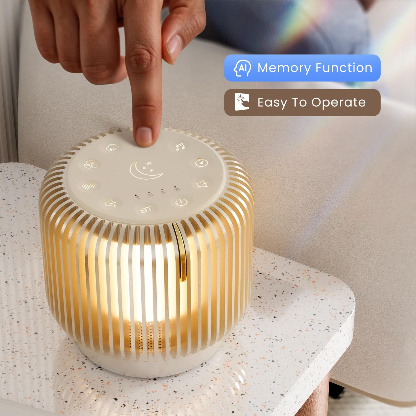 【Upgraded】 White Noise Sound Machine Bluetooth Speaker for Adults Kids 26 Soothing Sounds Dimmable Night Light 4 Timers Memory Function Brown Noise Baby Home Office Sleep Therapy Gift