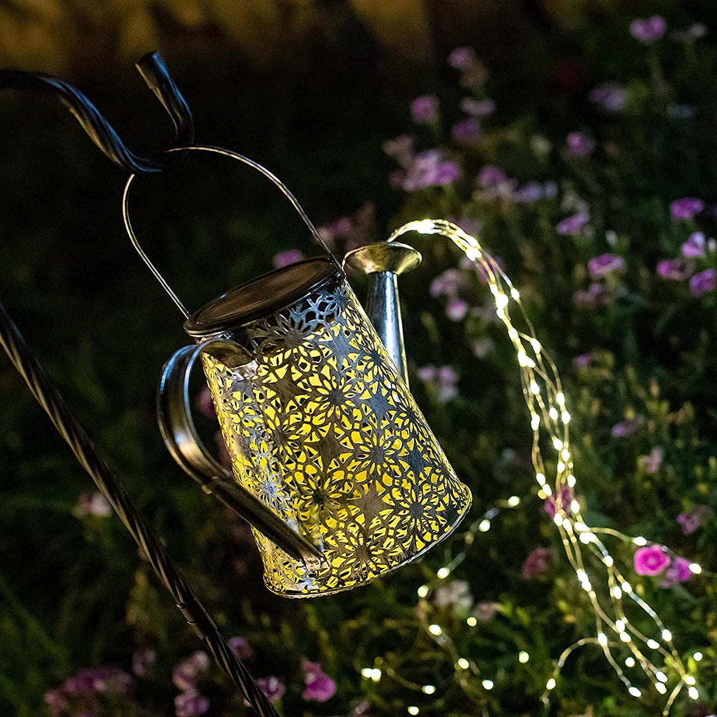 Vookry Solar Watering Can Lights - 2 Pack Warm White Metal Lanterns For Outdoor Garden Decor, Patio, Yard, And Landscape