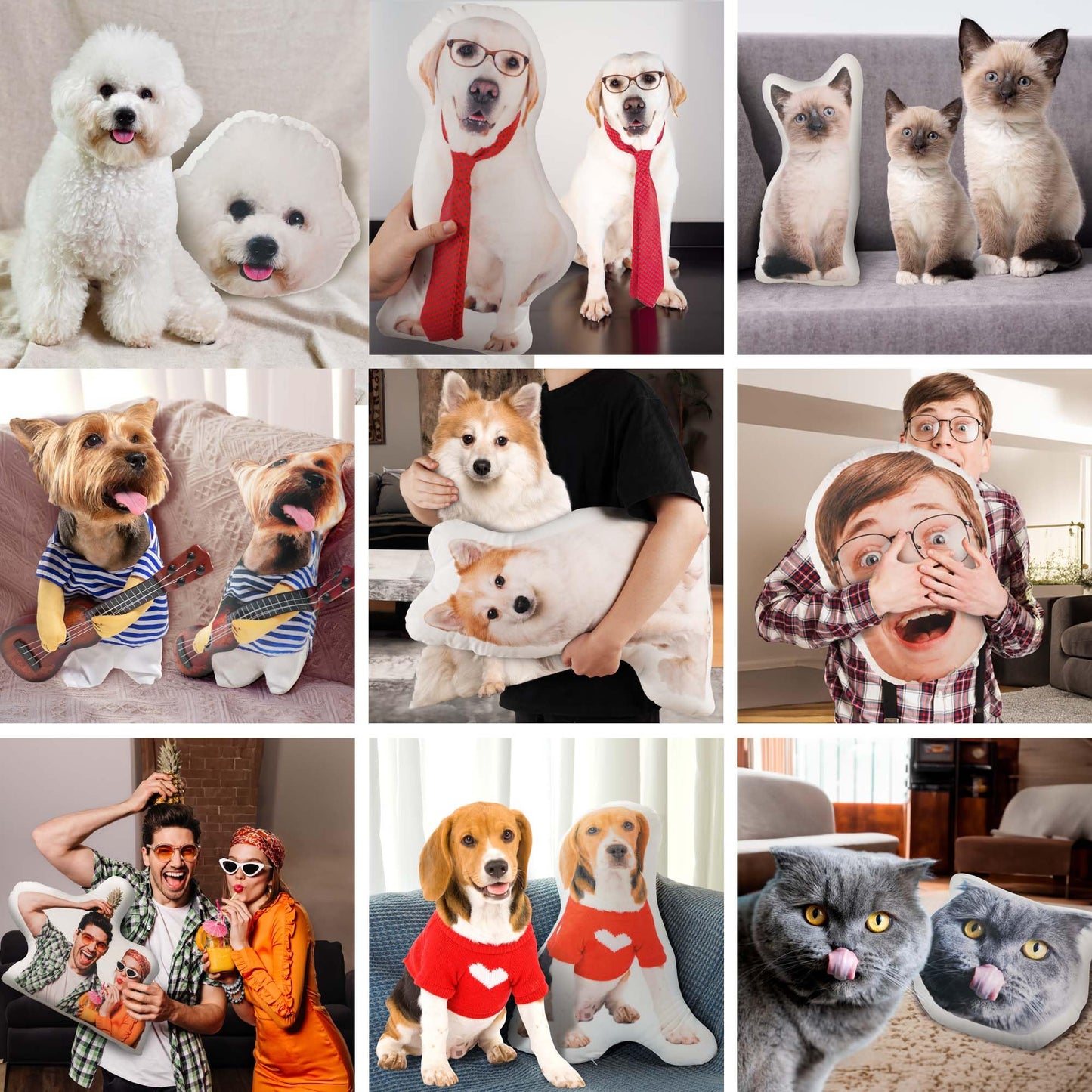 Easycosy Custom Photo Pillow, Personalized Pet Pillow Shaped Like Your Dog Cat, Customized Stuffed Animal Picture Pillowcase, Memorial Gifts for Her Him Birthday Gifts for Pet Lovers(8 Inch)