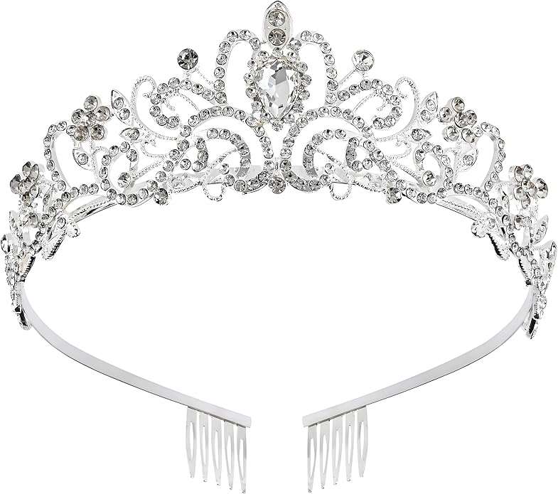 Princess Crown for Women, Crystal Queen Tiaras for Girls Bridal Hair Accessories Gifts for Birthday Wedding Prom, Bridal P...
