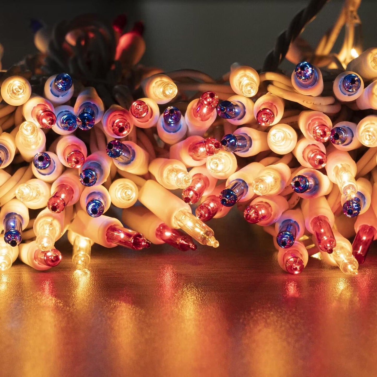 TW SHINE Mini String Lights, 20FT, 100 Count, Incandescent, Waterproof, Red White and Blue, Model ZF-100-2/SB