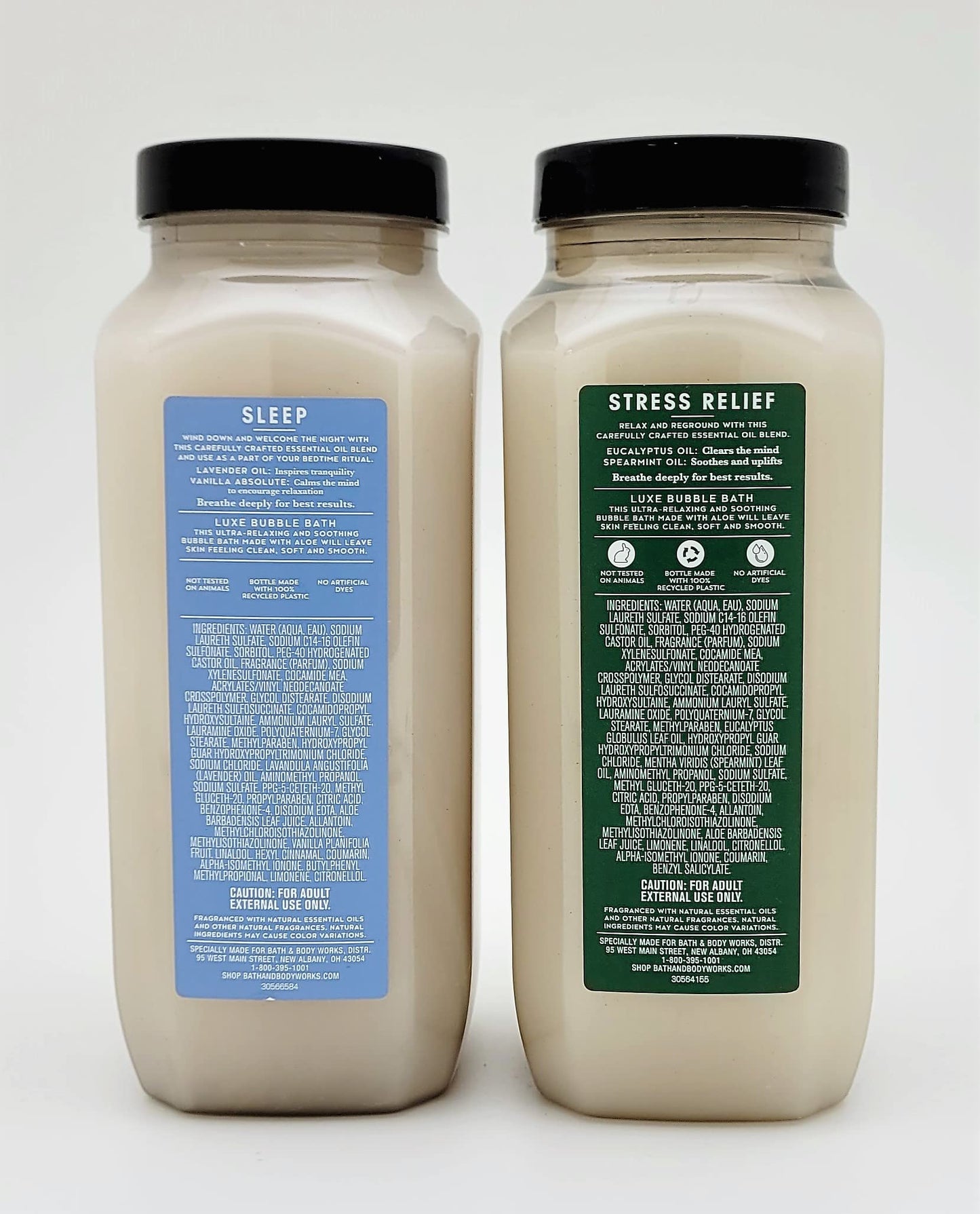 Bath & Body Works - Aromatherapy - Luxe Bubble Bath - 2 pc Bundle - Lavender Vanilla and Eucalyptus Spearmint - both 15 fl oz, F