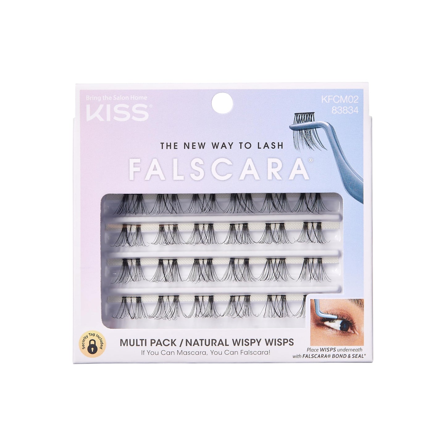 KISS Falscara DIY Eyelash Extension Wispy Wisps - Featherlight Synthetic Reusable Artificial Eyelashes Multipack of 24 Mini Lash