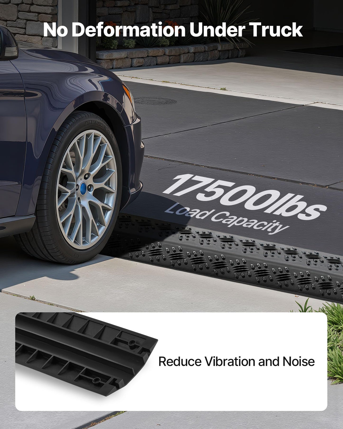 Vevor 2 Pack Drop Over Cable Cover, 2 Channel Heavy Duty Cable Hose Protector Ramp, 38.3 Floor Cord Cover, 17,500 Lbs/Axle Loa