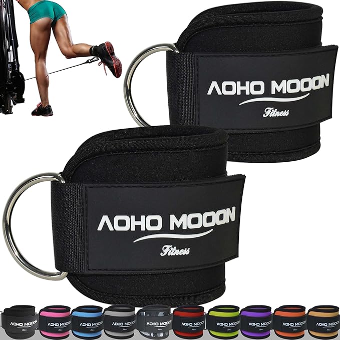 AOHO MOOON Comfortable Adjustable Ankle Straps for Cable Machines Women, Gym Workout Leg Strap, Glute Cuff, Ankle Cuffs fo...